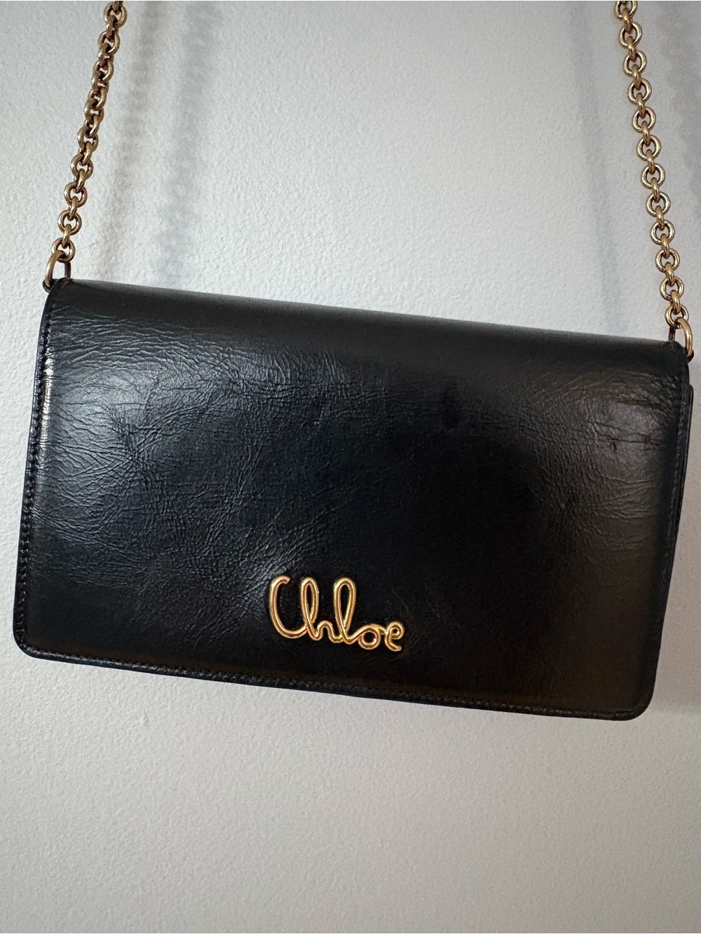 Chloe Black Leather Chain Shoulder Bag